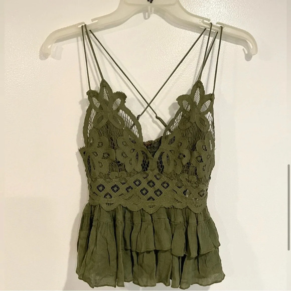 Free People Adella Cami Size XSMALL in Olive - Picture 7 of 9